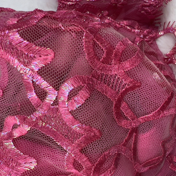 Victoria’s Secret Very Sexy Heart Mesh Low Cut Demi Bra 34DDD Fuchsia Lace NWT - Picture 6 of 10